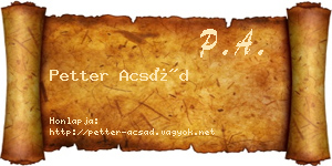 Petter Acsád névjegykártya